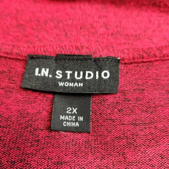 I.N.Studio Womens Size 2 X Red Lightweight Sweater Plus Side Tie Crew Neck (23) - Picture 10 of 11